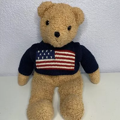 Vintage TY Teddy Bear Curly She's A Grand Old Flag Sweater 17  1990 USA Plush • $14