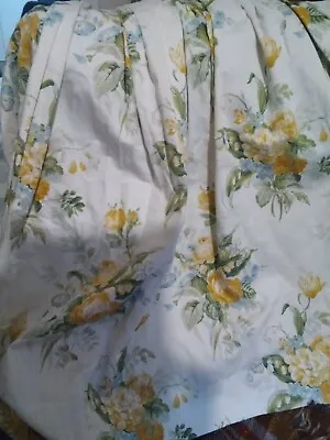 A Pair Of Laura Ashley Winter Lily Pinch Pleat Lined Cottage Curtains • £45