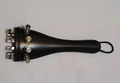 4/4 Ebony Tailpiece Violin W/ 4 Fine Tuners And Tailgut-quality Handmade-chrome • $11.99