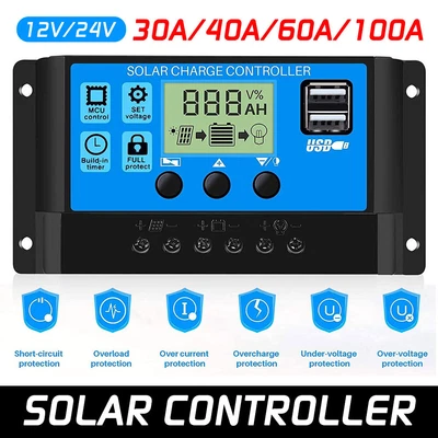 £15.99 • Buy Solar Charge Controller For 12V/24V Batteries Panel Dual Battery Regulator UK