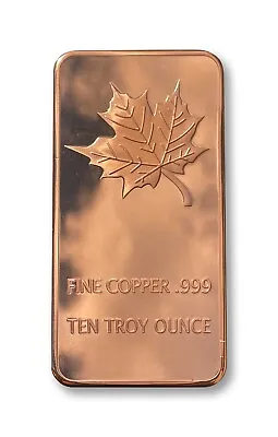 10 Oz Copper Bar - Canadian Maple Leaf CMC Mint - 10 Troy Ounces (311 G) Fine Cu • $39.89