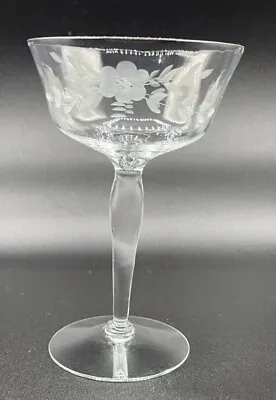 VTG Etched Frosted Champagne Stemmed Glass • $9.99