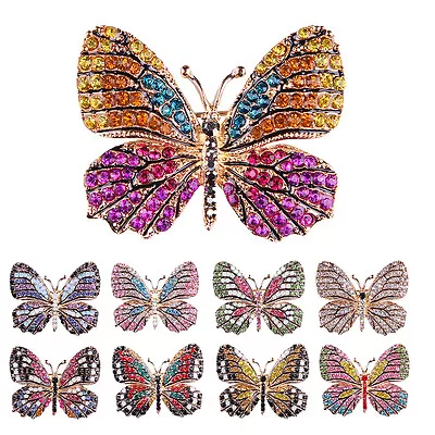 £6.06 • Buy Rhinestone Butterfly Brooch Pin Gold Women Dress Wedding Bridal Brooch Pin】