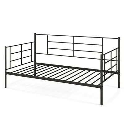 Twin Size Metal Daybed Sofa Bed Frame Heavy Duty Platform W/ Armrests & Backrest • $128.96