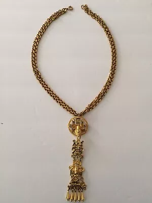 Vintage Authentic Judith Leiber Swarovski Crystal Runway Gold-tone Necklace • $95