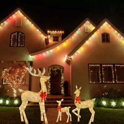 Christmas Lighted Reindeer Family Decoration Deer Set Indoor Outdoor Lawn Decor • $22.29