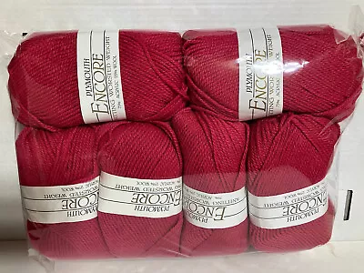 6 New Skein Plymouth Yarn  ENCORE Knitting Worsted Weight #9407 Red  Lot# 9390 • $21