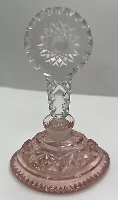 Morlee Perfume Bottle Vintage Czech Hand Cut Crystal Pink With Clear Stopper • $56