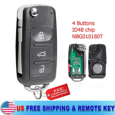 $14.69 • Buy For 2011-2016 Volkswagen VW Jetta Golf Tiguan Car Key Flip Remote Fob NBG010180T