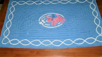 Vtg Blue W Pink Scottie Dog Tuft Cotton Chenille Baby Crib  Bed Blanket Quilt • $18.99