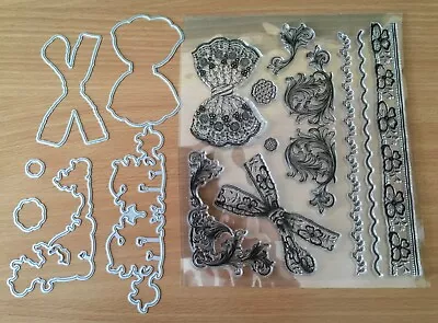 Tattered Lace Bows Swirls And Border Stamps And Dies Set. • £9.95