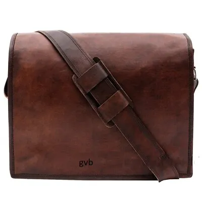 Men & Women Leather Messenger Laptop Bag Corporate Distressed Satchel Briefcase • $79.45