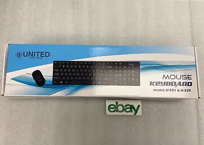 Lot Of 2 Keyboard & Mouse United PC-Tek U-501 & U-229 Black Wired - Free S/H • $29.99