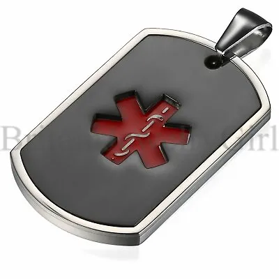 Stainless Steel Free Engraving Medical Alert ID Dog Tag Pendant Chain Necklace • $9.89