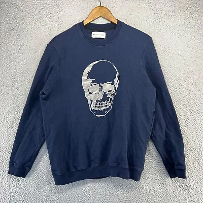 Markus Lupfer Sweatshirt Women's Medium Blue Crewneck Skull Graphic Cotton Logo • $54.83