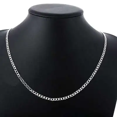 2PCS 925 Sterling Solid Silver 4MM Chain Men Women Jewelry Necklace 16-30Inch • $4.69