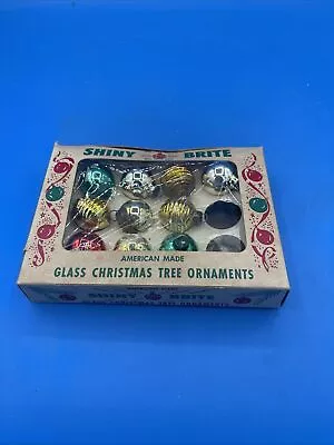 10 VTG MINI~ SHINY BRIGHT Glass Tree Christmas Ornaments In Original Box • $18.95