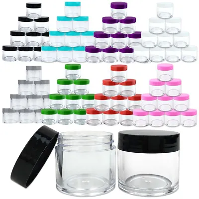 $9.49 • Buy 12 High Quality 1oz/30g/30ml Acrylic Plastic Jars Sample Containers BPA FREE
