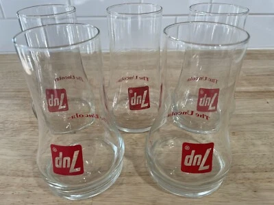 7up The Uncola Beverage 5 Glasses Retro Upside Down Cup Vintage 7 Up Glass Lot • £28.56