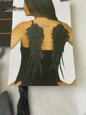 Adult Black Angel Wings Halloween Costume Dress Up One Size Fits Most New • $8.95