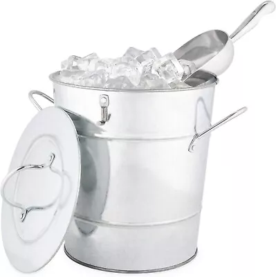 Twine Insulated Ice Bucket With Lid & Scooper For Parties - Galvanized Metal Buc • $19.99