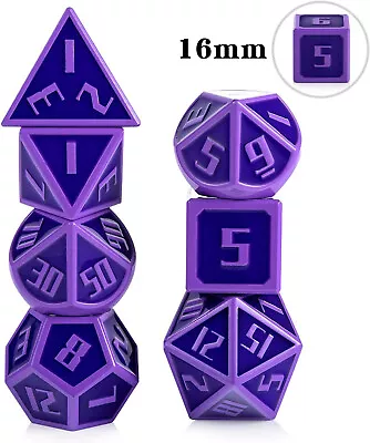 New 7 Piece Metal Polyhedral Dice Set – High Quality Metal Dice - Blue Purple • $21.95