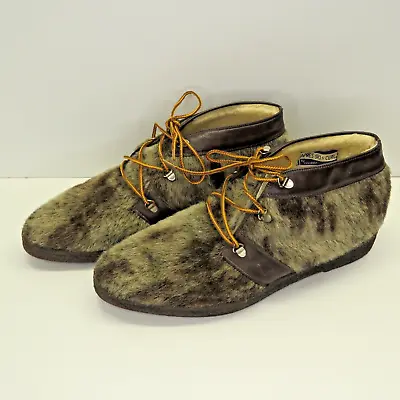 Holiday Apres Ski 'N Curl Mid Century Faux Seal Fur Rubber Soled Shoes Canada • $36.56