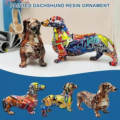 GROOVY ART Bright Coloured Dachshund Ornament Figurine Dog Gift Sausage Hot F7 • £16.34