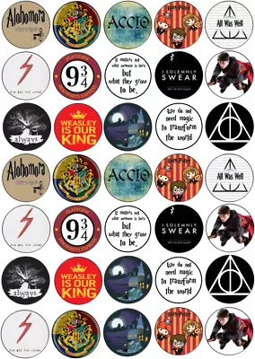 35 X Harry Potter Hogwarts Edible Cupcake Toppers Image Birthday Party (b) • $9.25