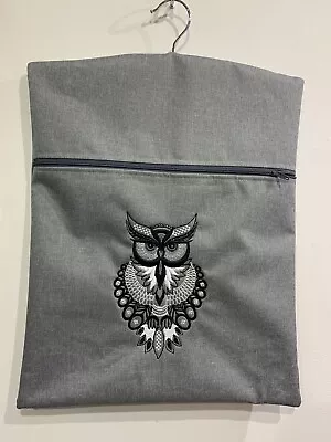 Hand Made Waterproof Peg/Hanging Storage Bag Zipped 12½x16  LG / Mandala Owl B/W • £6.95