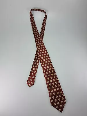 Vintage Brioni Mens Tie 100% Silk Burgundy Geometric Floral Design • $34.99