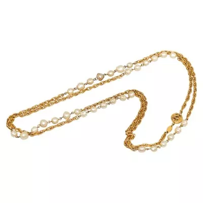Chanel Women's Double Strand Faux Pearl Chanel Necklace - AB Condition In Gold ( • £1418