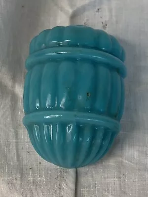 Vtg 60s Art Deco Peking Blue Opaque Glass Bird Cage Feeder Seed Water Cup USA 3” • $22