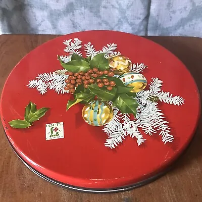 Vtg Loft's Candy Christmas Tin Empty 1 X10  Round Holly Berries New York N.Y. • $12.61