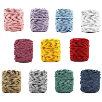 £5.98 • Buy Macrame Rope Cotton Twine String Macrame Cord Premium 3 Strand Twisted Cotton