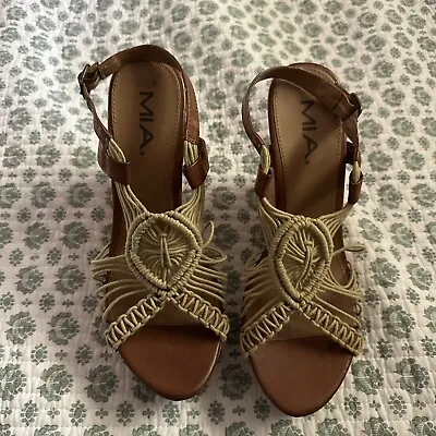 Mia Macramé Style Wedge Platform Sandals SIZE 10 M NWOT Shoes Boho Cork • $8