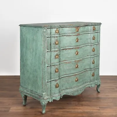 Antique Large Blue Pained Rococo Chest Of Drawers From Denmark • $6900