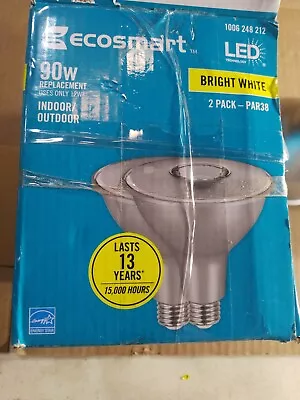 EcoSmart 90Watt Replacement PAR38 Dimmable LED Light Bulb Bright White 2 Bulbs • $19.74