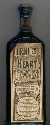 ANTIQUE Quack Medicine Bottle With Label & Contents  DR. MILES HEART TREATMENT  • $149.99