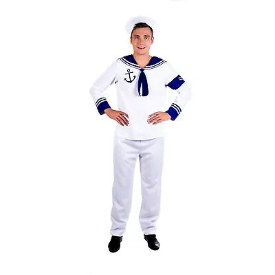 Mens Sailor Costume M L XL Adult Navy Uniform Suit Marine Officer Halloween • $37.95