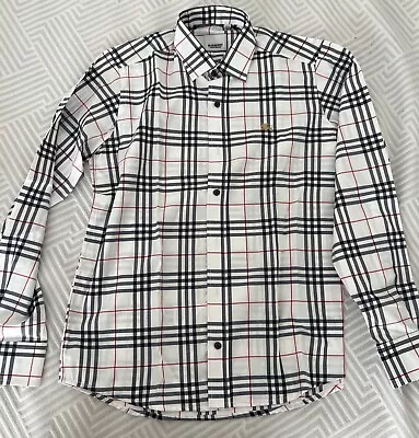 NEW BURBERRY Check Long Sleeve Shirt Sizes M XL White • $75