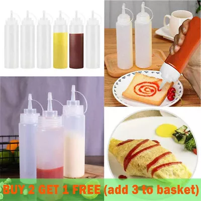 250-800ML Plastic Clear Squeeze Squeezy Sauce Bottle Mayo Dispenser Bottles • £3.96