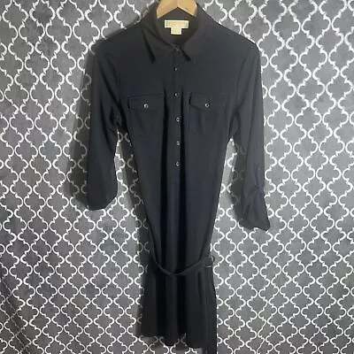 Michael Kors Button Down Dress Tunic Black Women’s  Size Medium Black Belted • $18.99