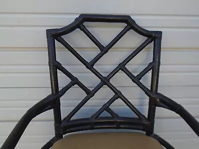 Fretwork Arm Chair Bamboo Regency Chinese Chippendale Asian West Indies Glam • $250