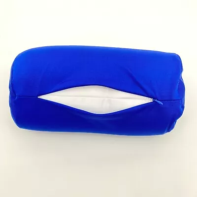 Blue Microbead Squishy Hypoallergenic Post Surgery Roll Pillow Removable Cover • $12.99