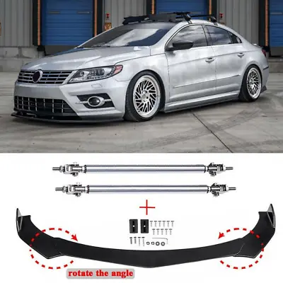 For Volkswagen CC 09-17 Front Bumper Lip Splitter Spoiler + Strut Rods Bars • $49.72