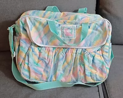 VINTAGE Vinyl Diaper Bag Dinosaurs Bye Bye Baby Changing Pad Rare Pastel Tie Dye • $75