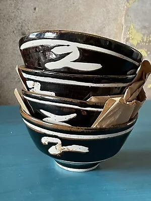£225 • Buy 4 Bowls Jeremy Leach Lowerdown Pottery Bovey Tracey Devon Hand Thrown Art Studio