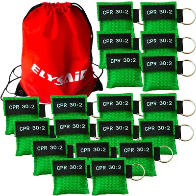 CPR Face Mask Keychain CPR Face Shield Emergency Training CPR 30:2 Green • £1.80