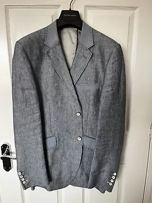 Holland Esquire Pale Blue Linen Blazer Jacket 42-44 L Summer Races • £50